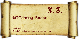 Nádassy Bodor névjegykártya